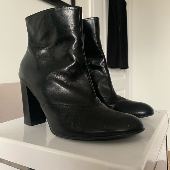 Black Leather Bootie Heels - Picture 3 of 3